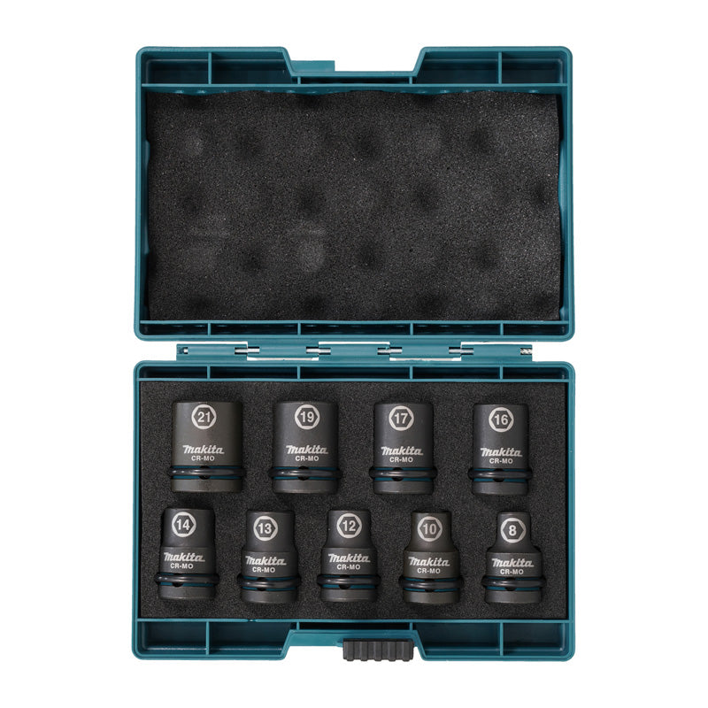 Coffret de 9 douilles carrée 1/2' IMPACT BLACK Makita E-16570 de 8 à 21mm