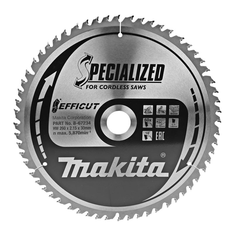 Lames carbure 'EFFICUT' pour bois, pour scies radiales à batterie MAKITA
