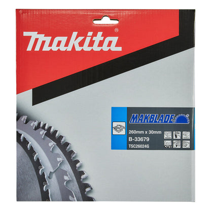 Lame carbure MAKBLADE MAKITA B-33679, pour scies sur table, 260/30/24 Bois